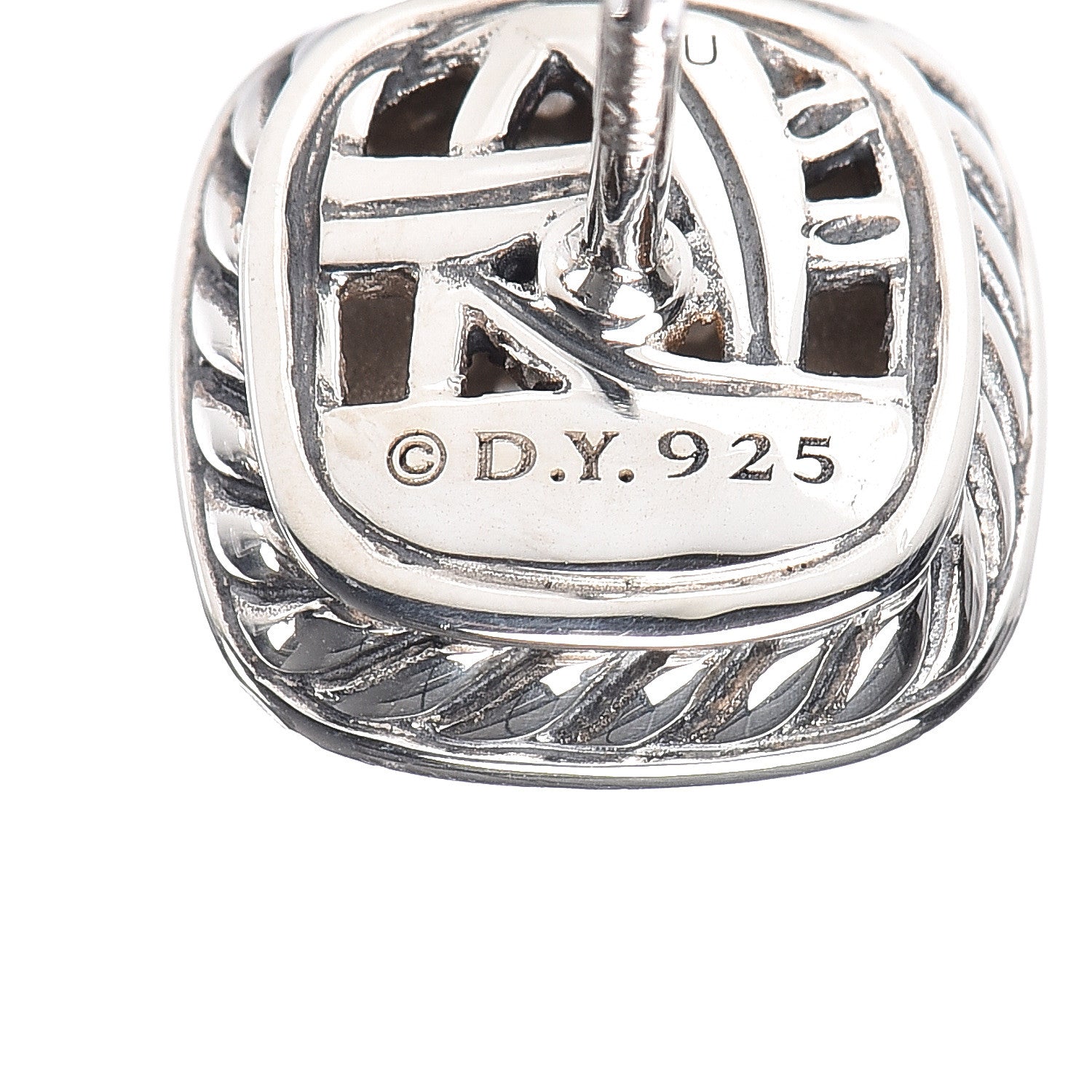 David Yurman Sterling Silver Diamond 5mm Pave Albion Earrings 4 of 4