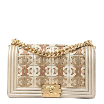 Chanel Metallic Lambskin Medium Golden CC Boy Flap Gold 1 of 10