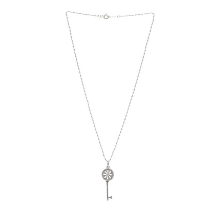 Tiffany Sterling Silver Diamond Small Daisy Key Pendant Necklace 3 of 5