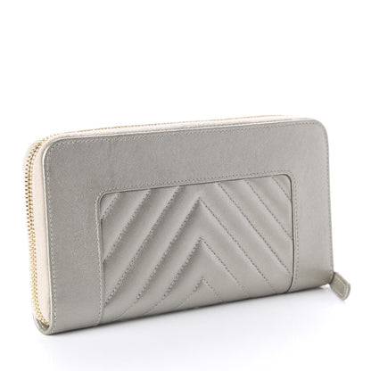 Chanel Metallic Sheepskin Quilted Mademoiselle Vintage Zip Around Wallet Light Gold 3 of 12