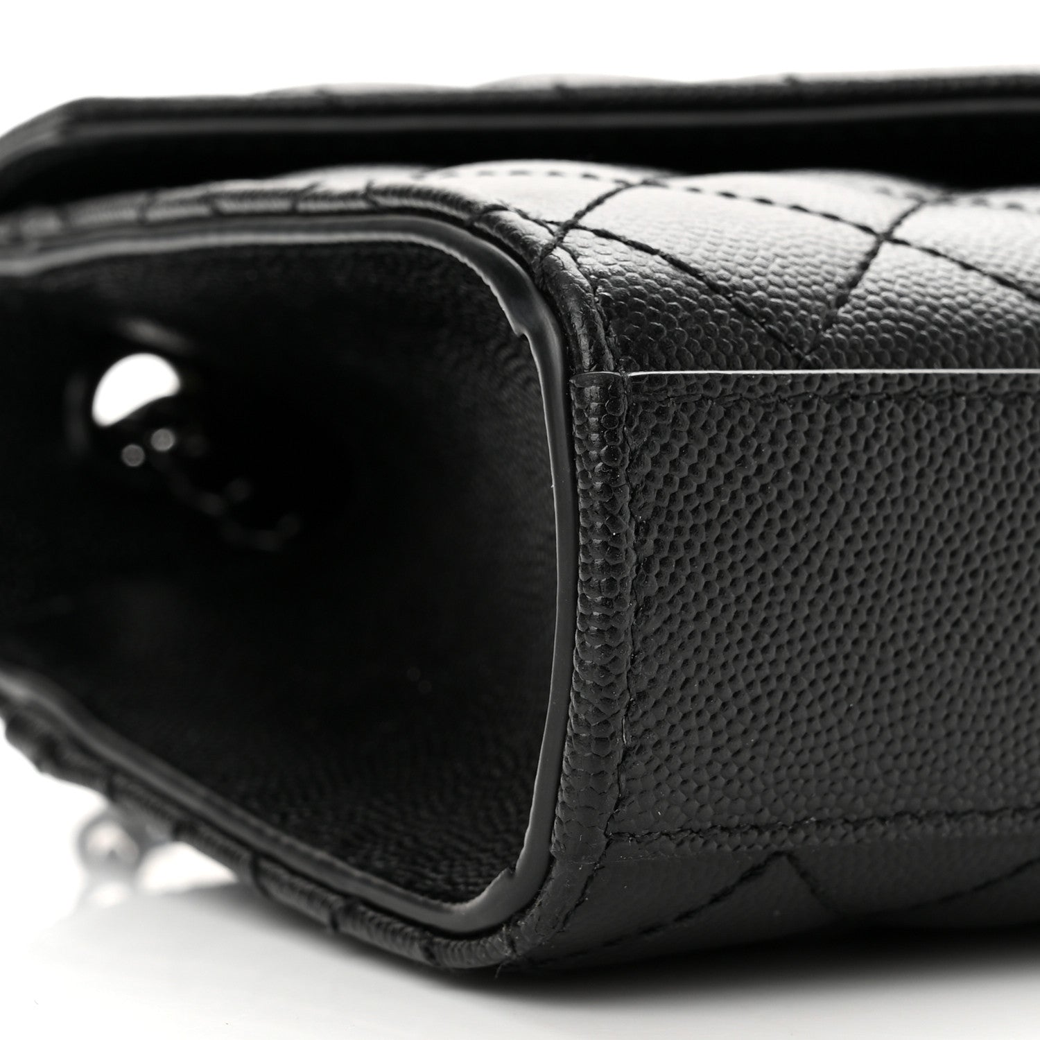 Saint Laurent Grain De Poudre Textured Mixed Matelasse Triquilt Small Monogram Monochrome Satchel Black 8 of 10