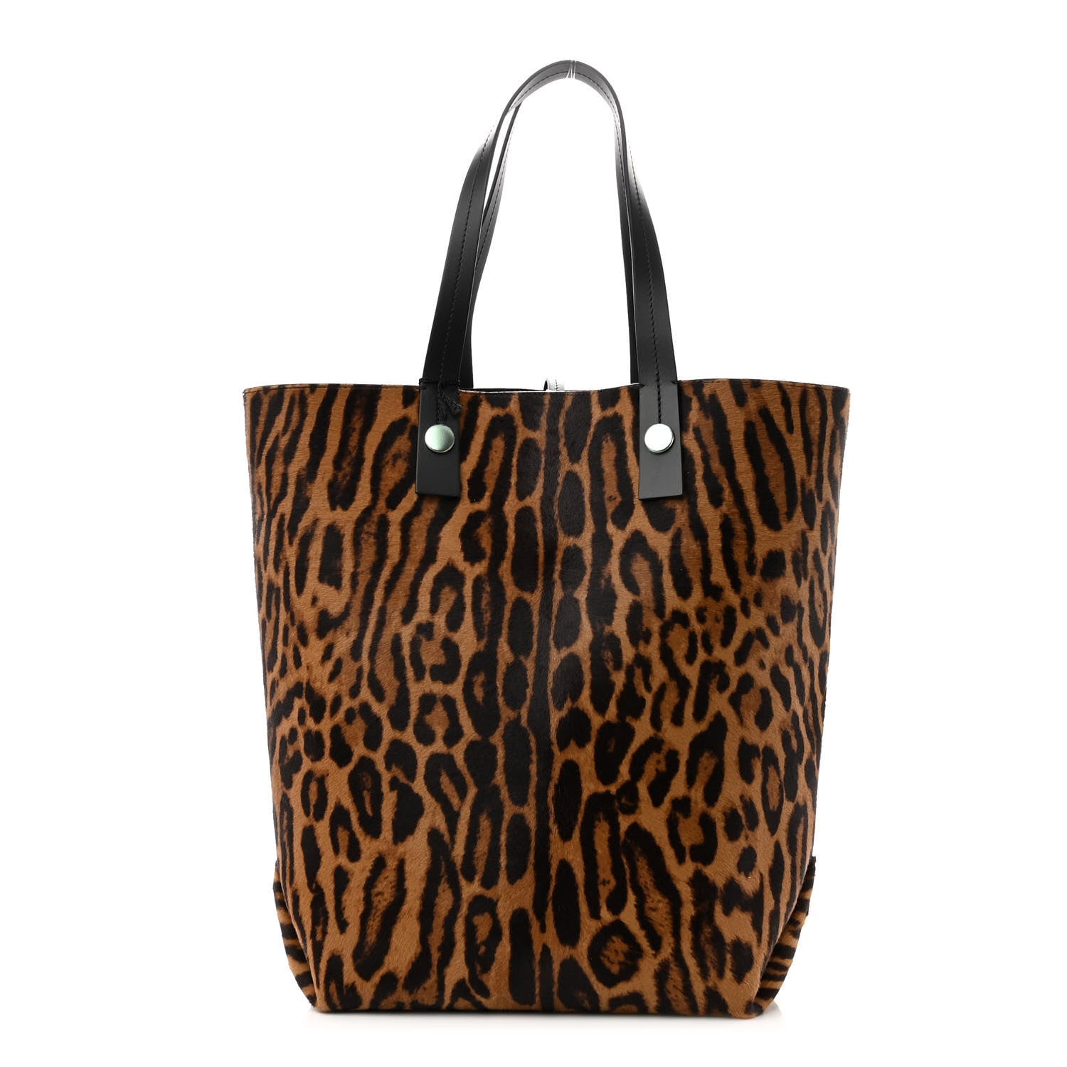 Proenza Schouler Calf Hair Leopard Print North South Tote Chocolate Brown Black Camel 1 of 9