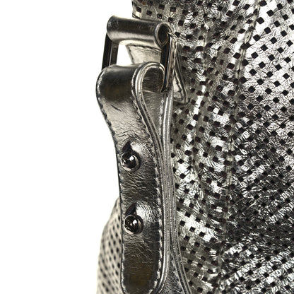 Chanel Metallic Glazed Calfskin Perforated Medium Rodeo Drive Tote Silver 14 of 14