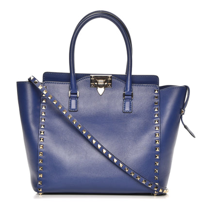 Valentino Garavani Vitello Rockstud Double Handle Tote Blu Delft 1 of 9