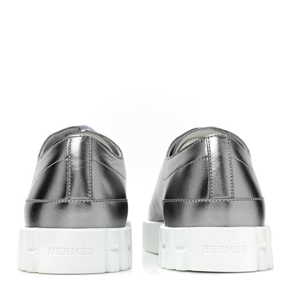 Hermes Metallic Calfskin Cross Sneakers 39 Silver 4 of 9