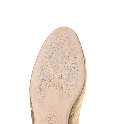 Chanel Metallic Lambskin Quilted Cap Toe Ballerina Flats 37.5 Gold 9 of 11
