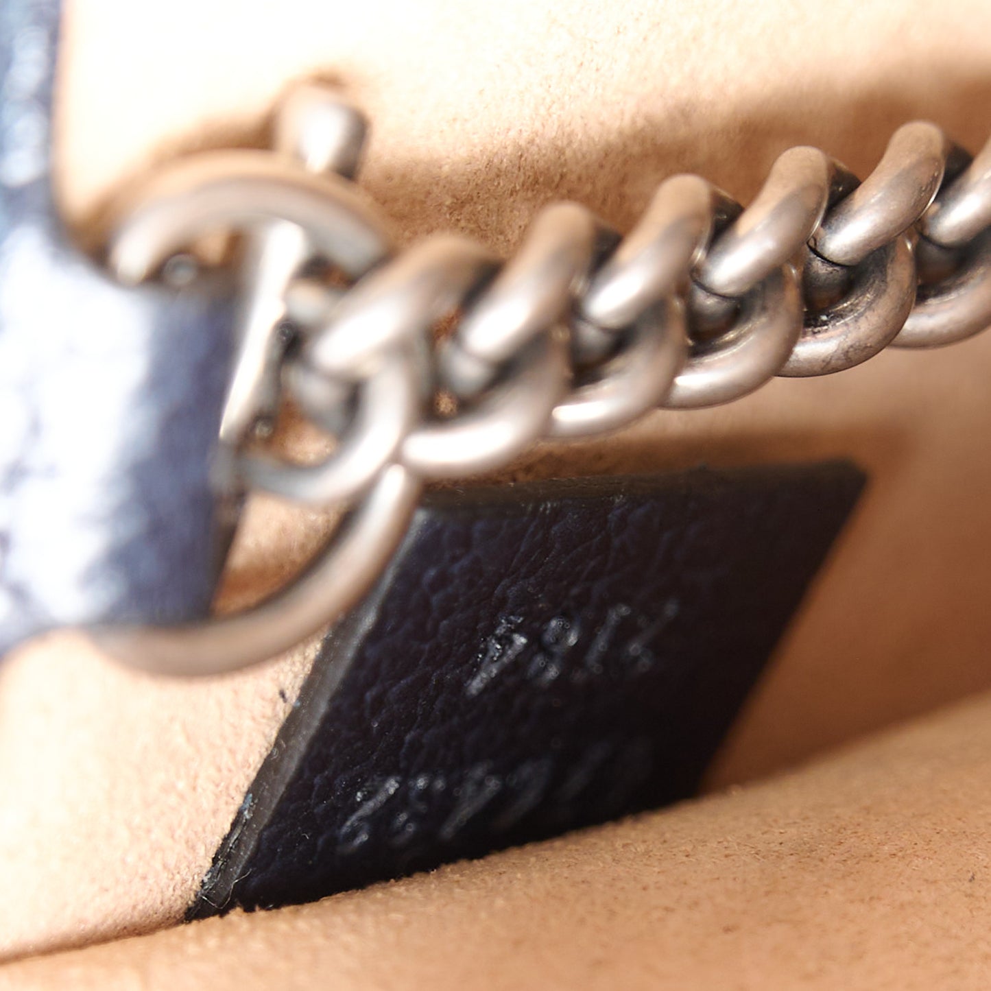 GG Supreme Monogram Textured Dollar Calfskin Super Mini Dionysus Shoulder Bag Beige Blue