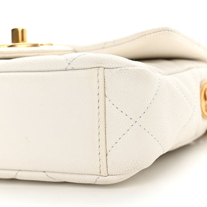 Chanel Caviar Quilted Mini Twist Your Buttons Flap White 10 of 13