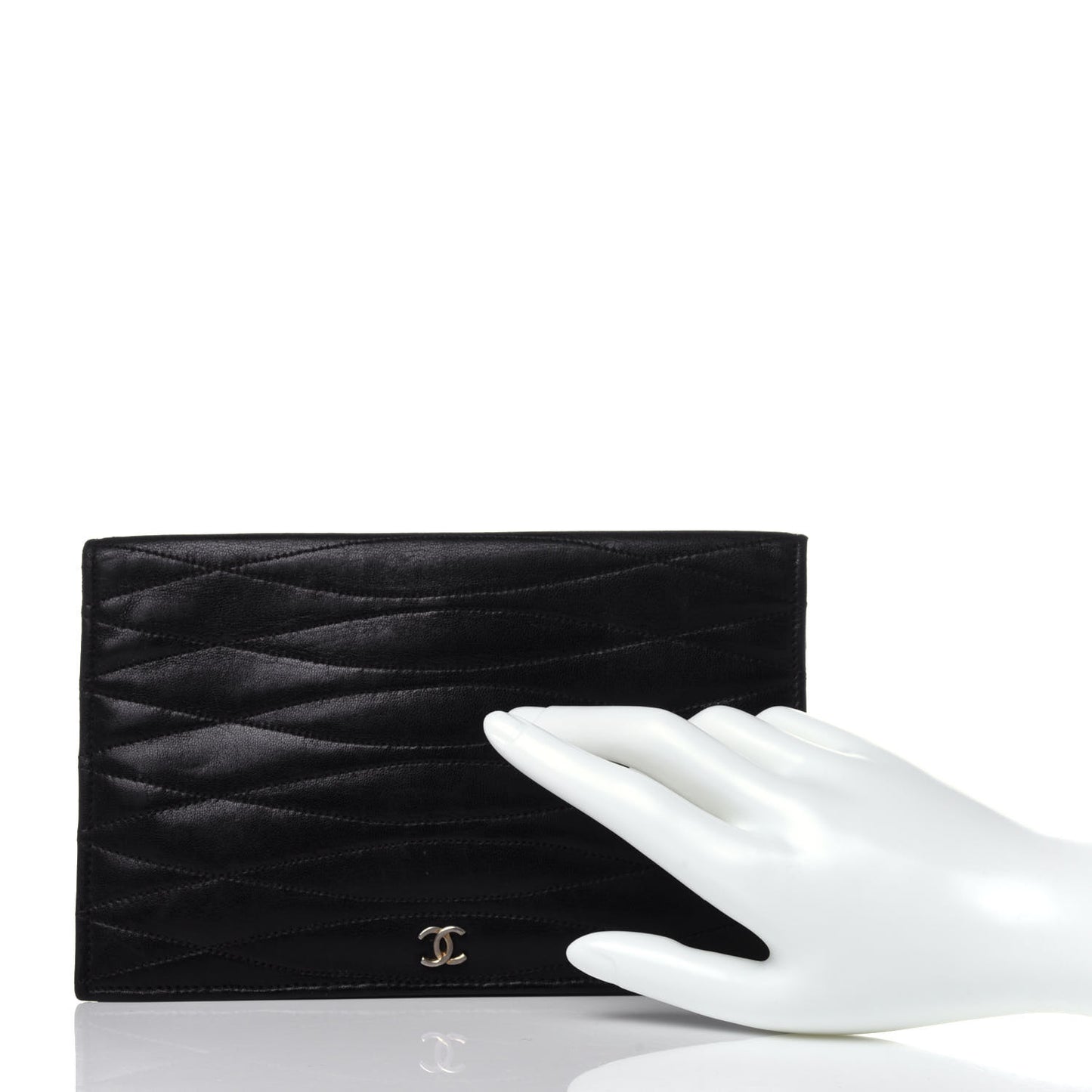 Lambskin Quilted CC Clutch Black