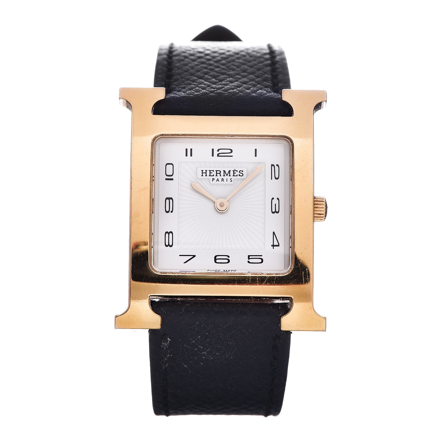 Hermes Stainless Steel Epsom 26mm Heure H Hour Quartz Watch Noir 1 of 13