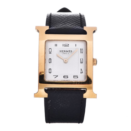 Hermes Stainless Steel Epsom 26mm Heure H Hour Quartz Watch Noir 1 of 13