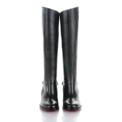 Christian Louboutin Calfskin Cate Chain Flat Tall Boots 36 Black 2 of 6