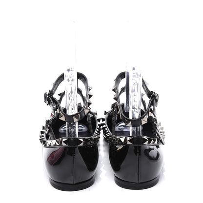 Valentino Garavani Patent Rockstud Cage Ballerina Flats 36 Black 7 of 11