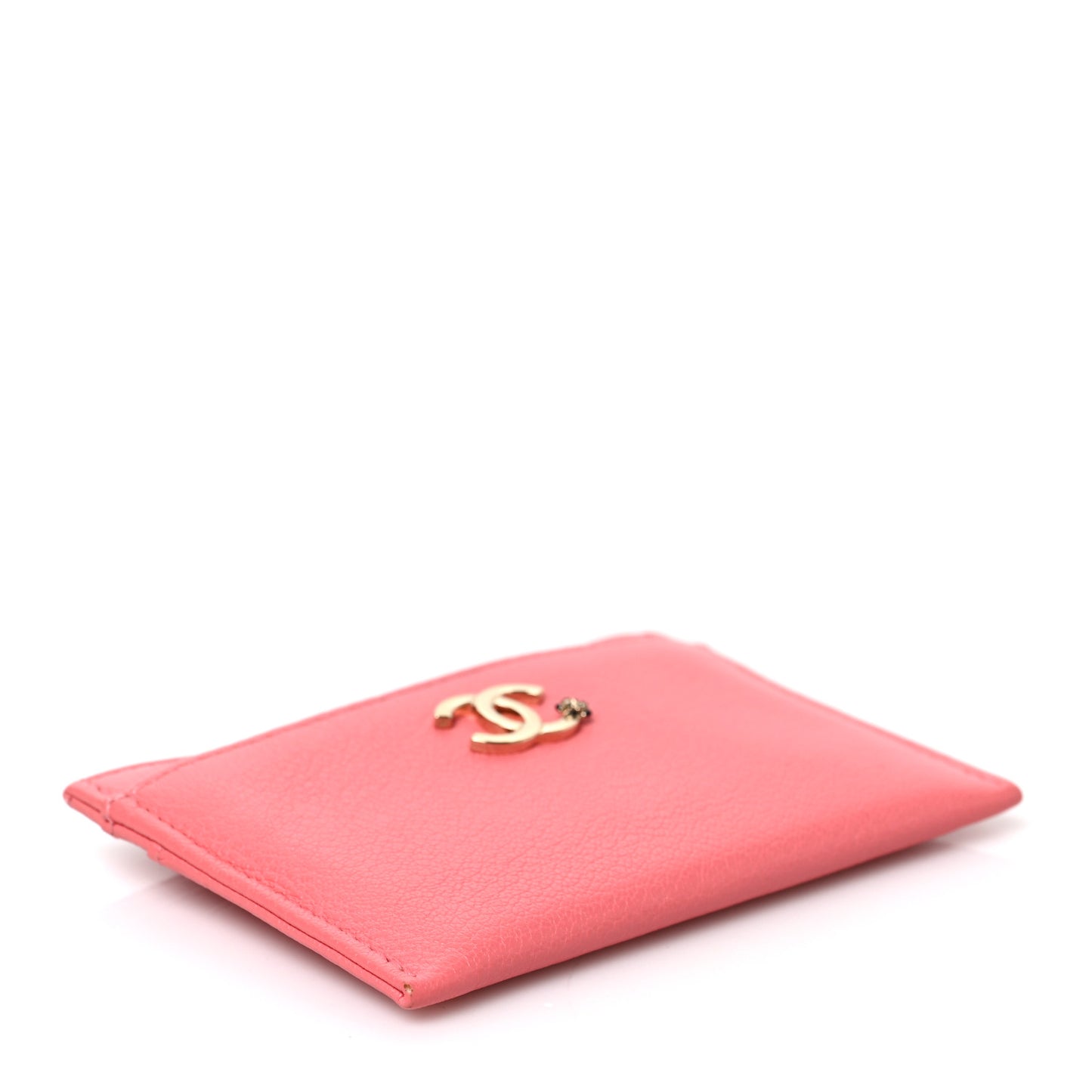 Goatskin CC Camellia Card Holder Pink