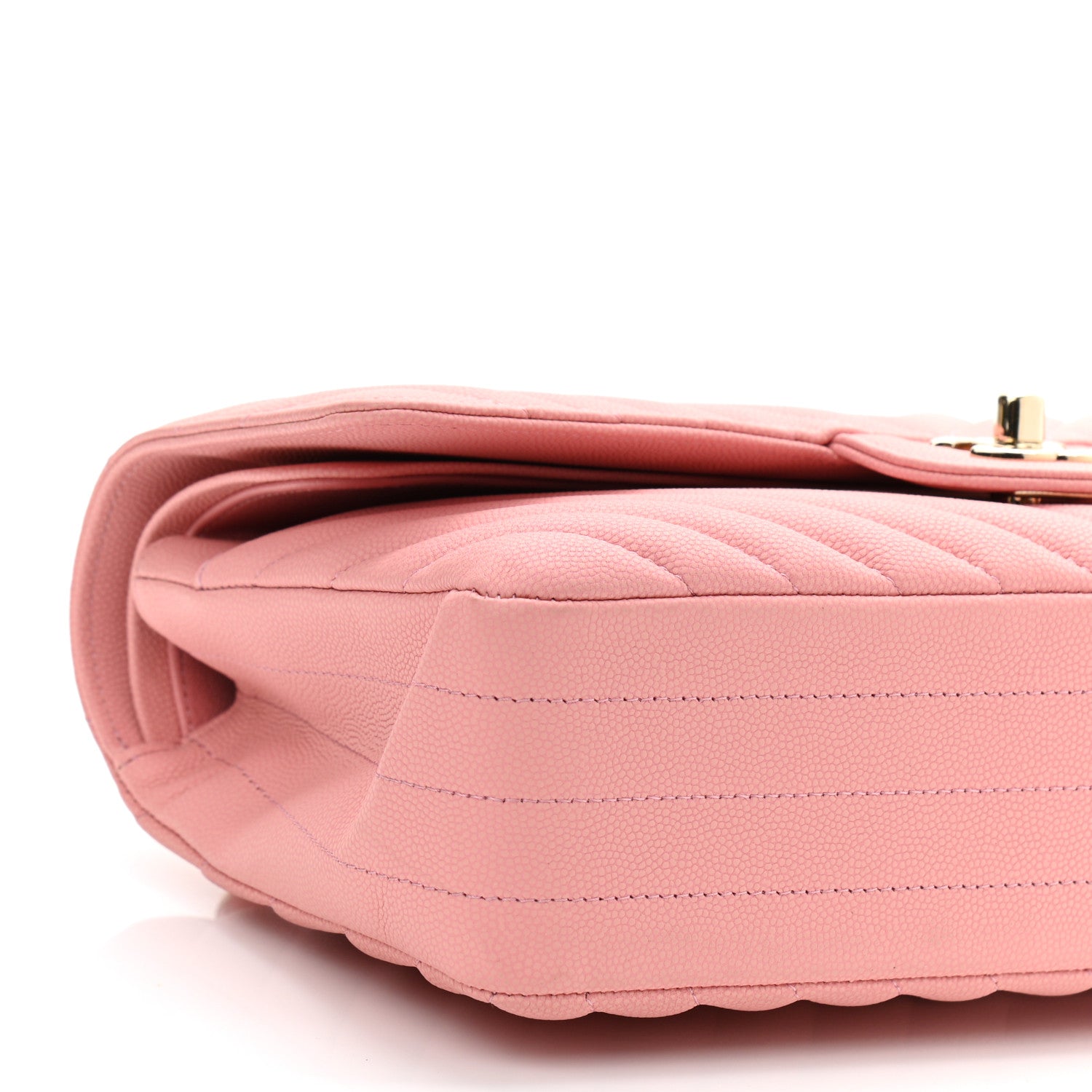 Chanel Caviar Flat Chevron Quilted Medium Double Flap Pink 9 of 11