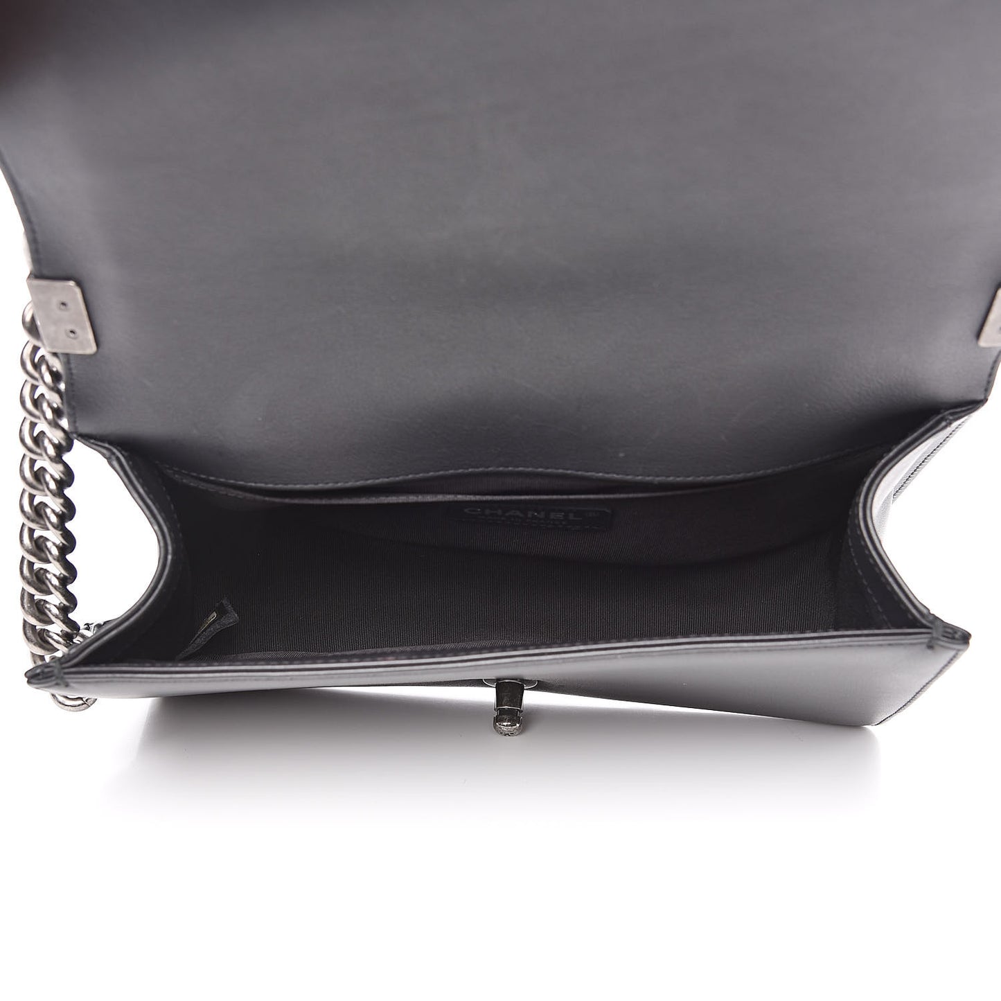 Calfskin Chevron Quilted Medium Boy Flap Black