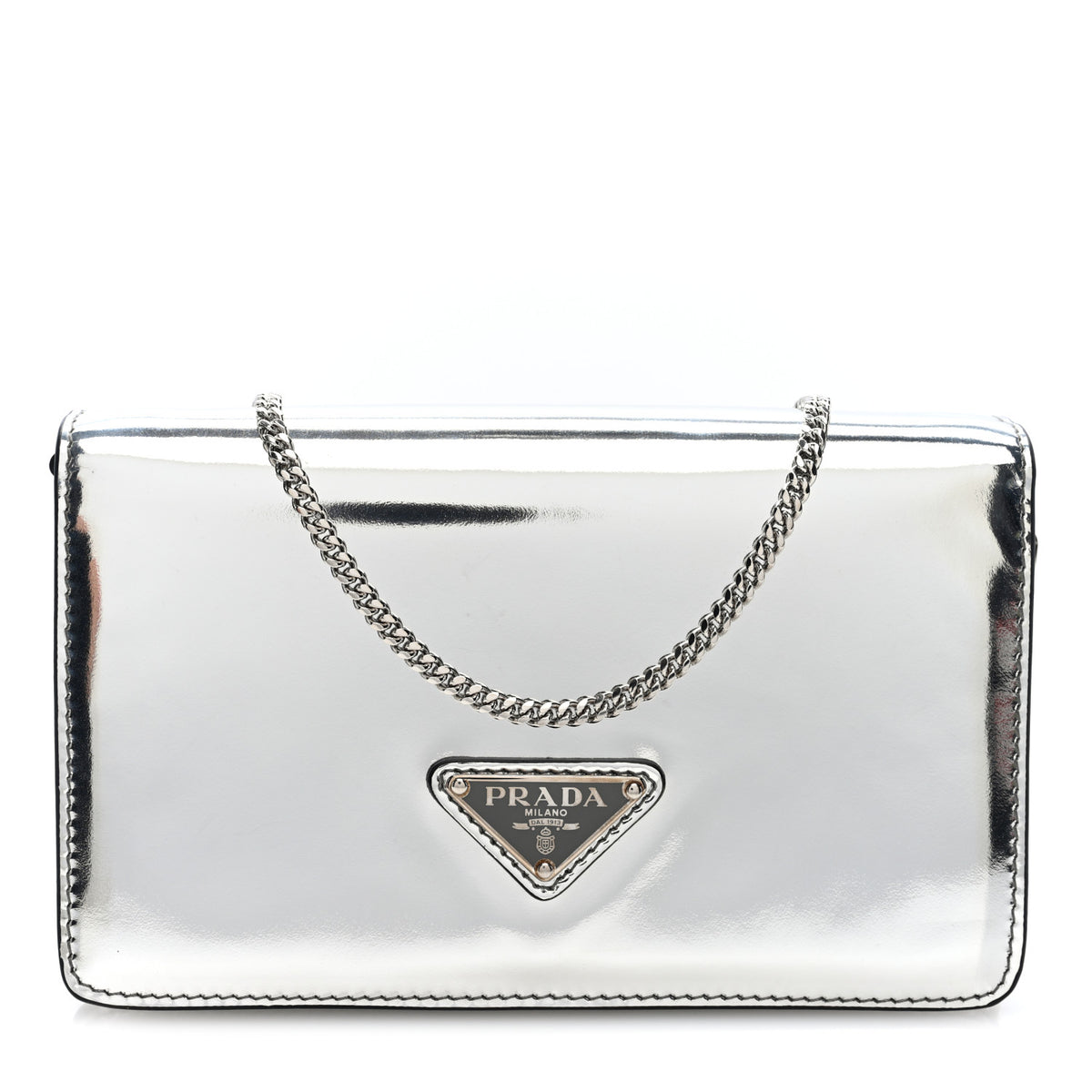 Spazzolato Flap Slide Chain Shoulder Bag Argento Argento