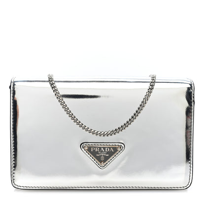 Prada Spazzolato Flap Slide Chain Shoulder Bag Argento Argento 7 of 9