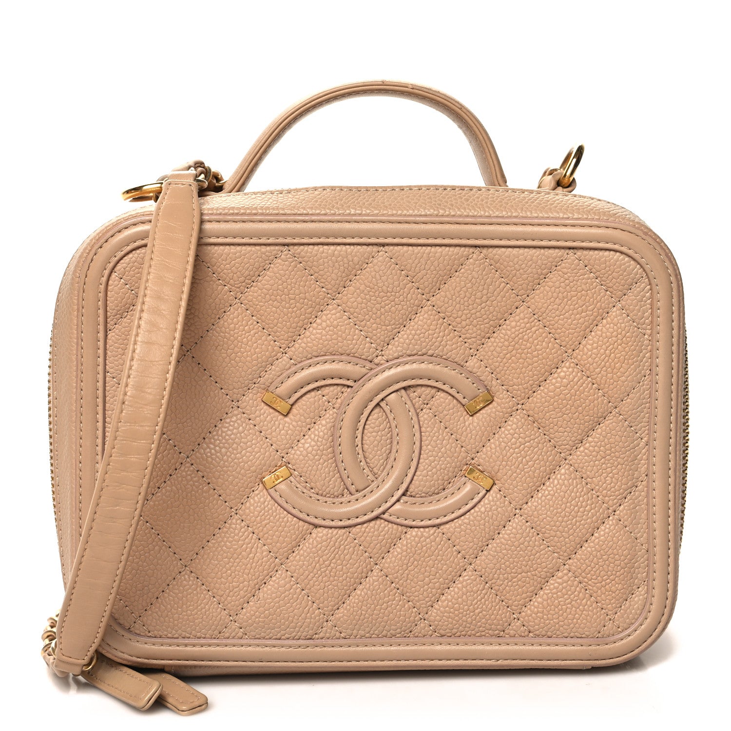 Chanel Caviar Quilted Medium CC Filigree Vanity Case Beige 1 of 12