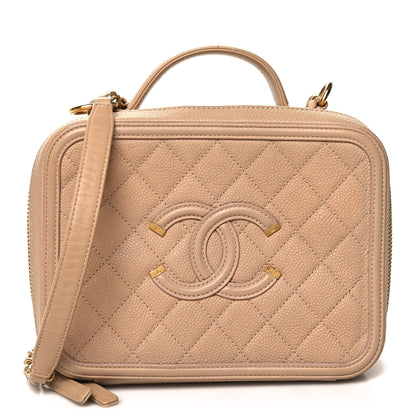 Chanel Caviar Quilted Medium CC Filigree Vanity Case Beige 1 of 12