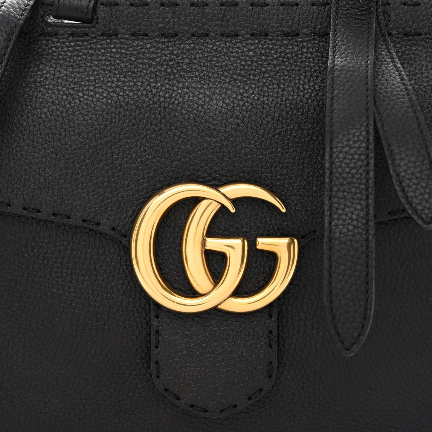 Calfskin Small GG Marmont Top Handle Bag Black