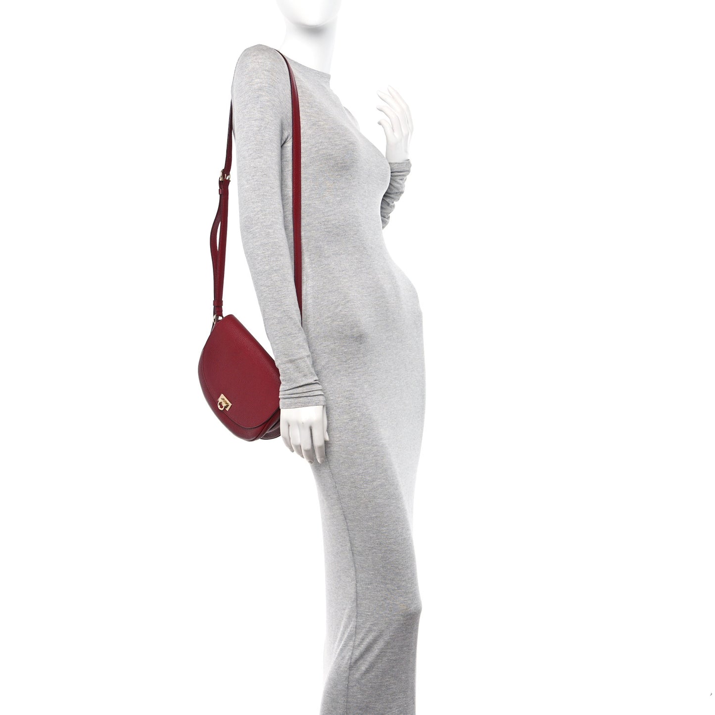 Grained Calfskin Gancini Crossbody Flap Carmine