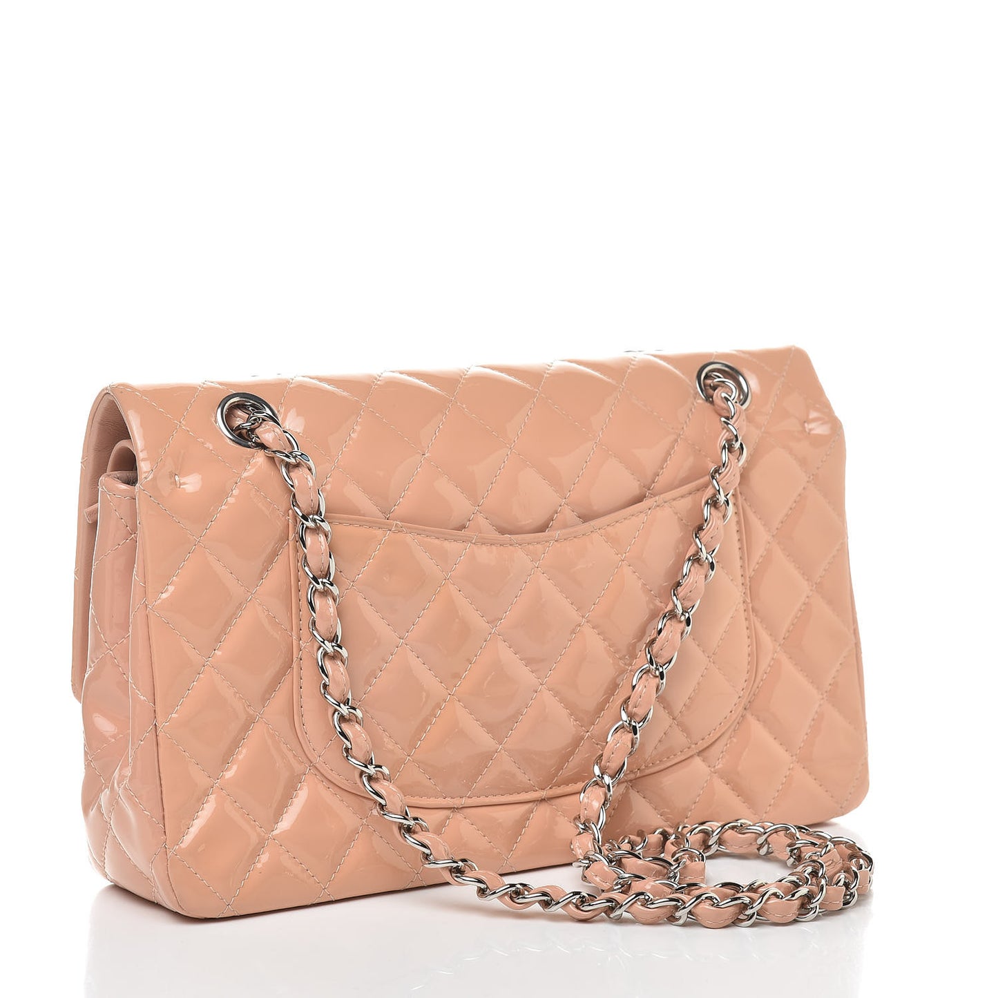 Patent Quilted Medium Double Flap Light Pink