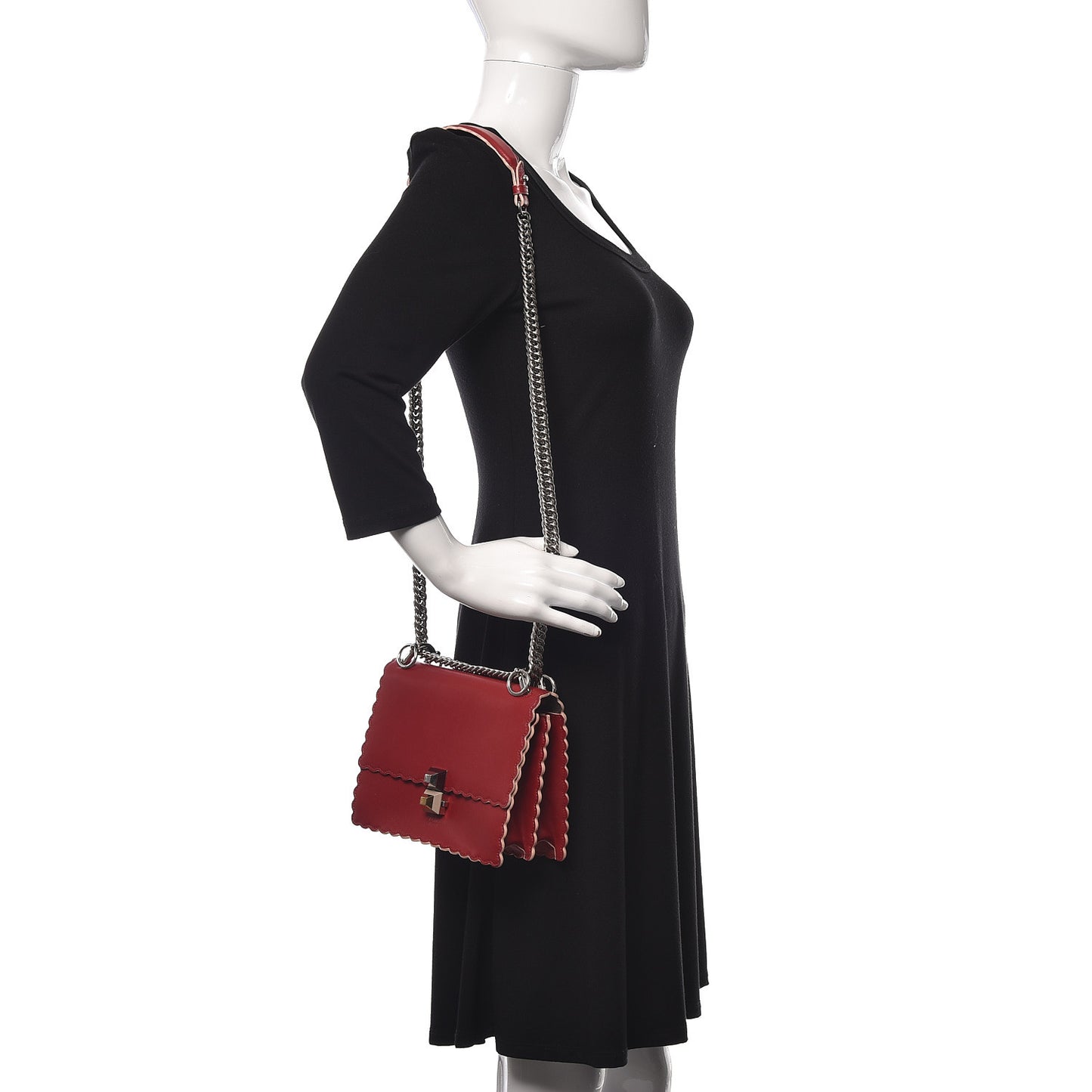 Vitello Liberty Scalloped Studded Small Kan I Shoulder Bag Fragola
