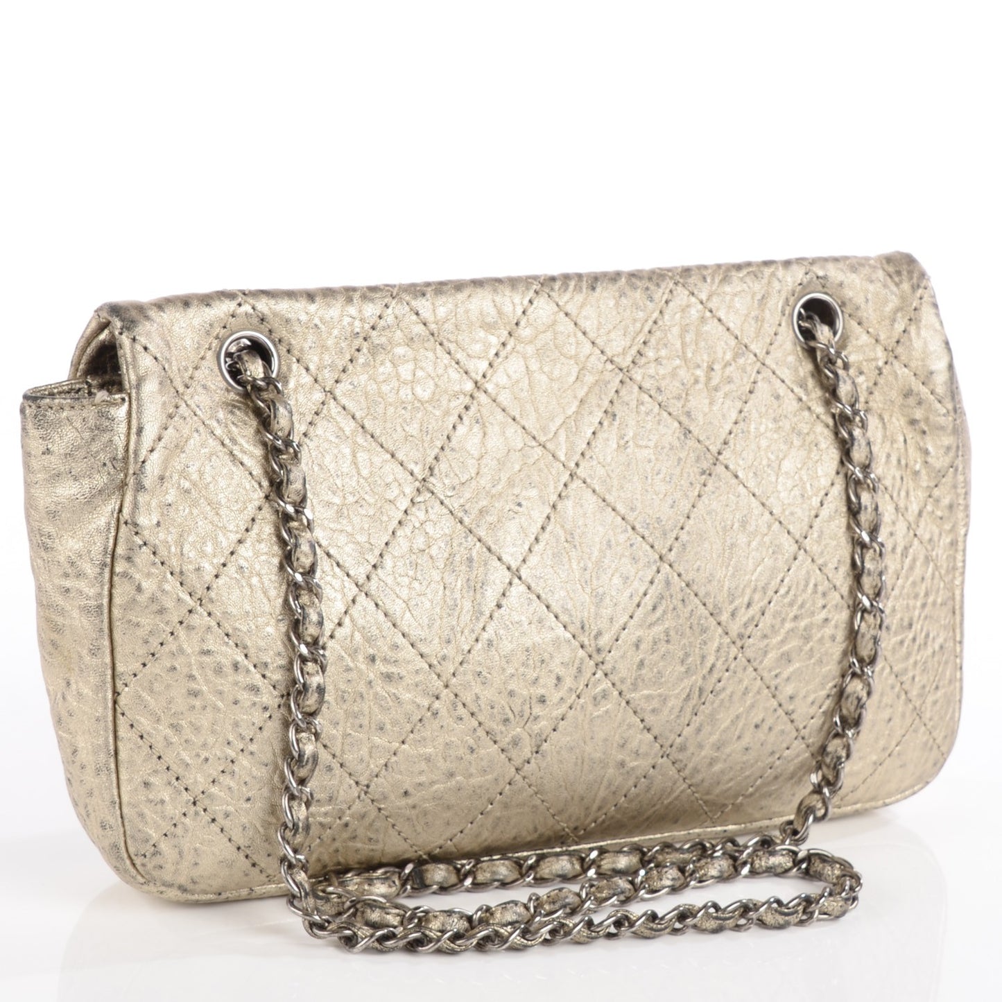 Distressed Lambskin Le Marais Ligne Flap Gold