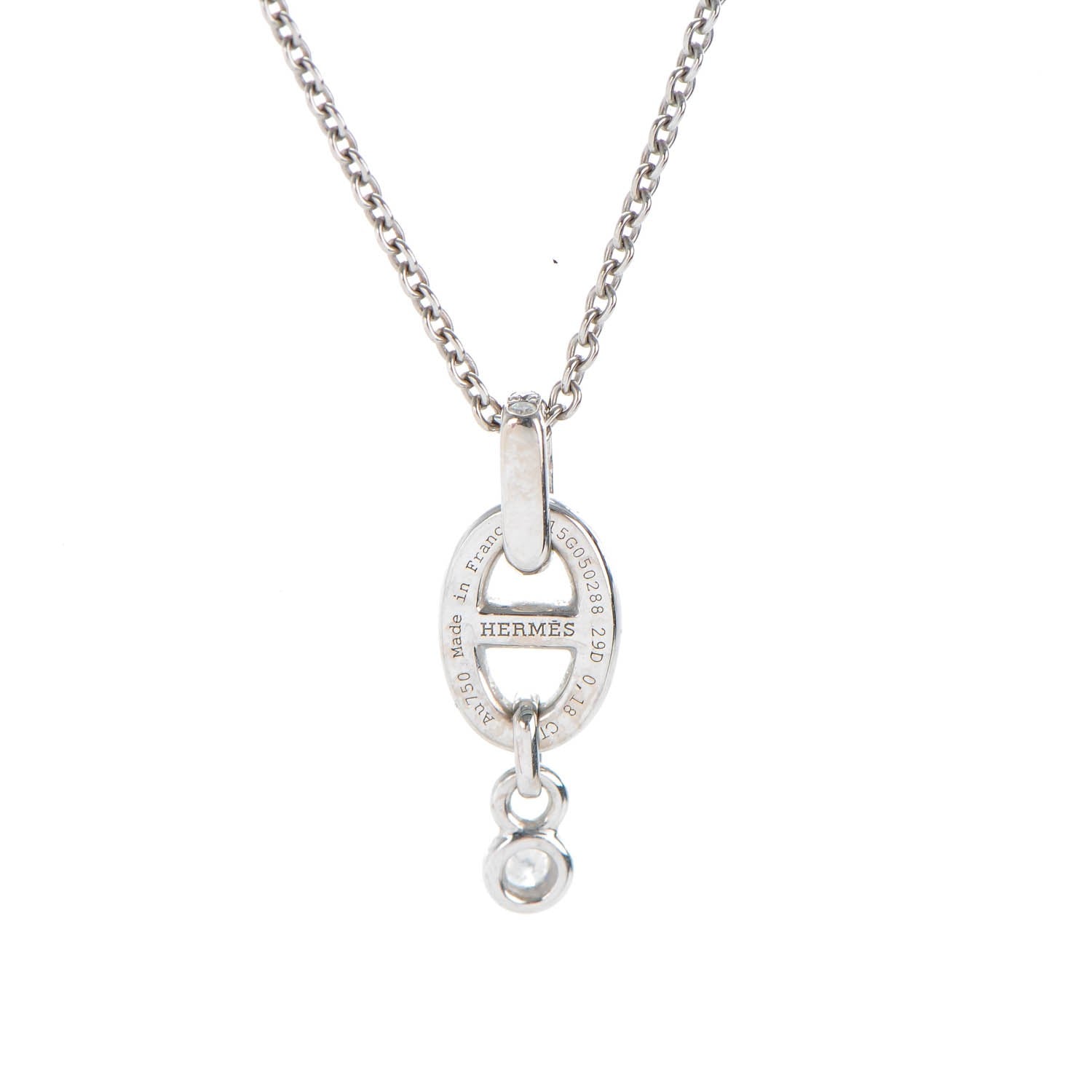 Hermes 18K White Gold Diamond PM Chaine d'Ancre Enchainee Necklace 5 of 6