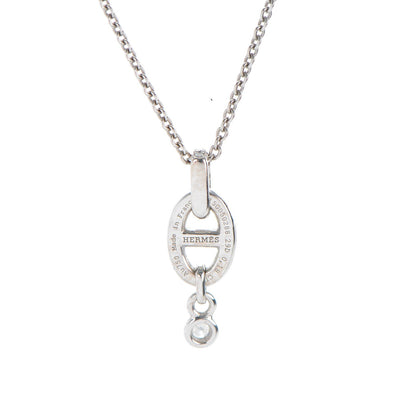 Hermes 18K White Gold Diamond PM Chaine d'Ancre Enchainee Necklace 5 of 6