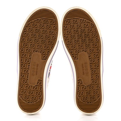 Gucci Monogram Jumbo GG Web Womens 1977 Tennis Sneakers 37.5 Beige Lapis Mystic White 5 of 8