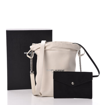 Saint Laurent Lambskin Small Teddy Bucket Bag White 10 of 10