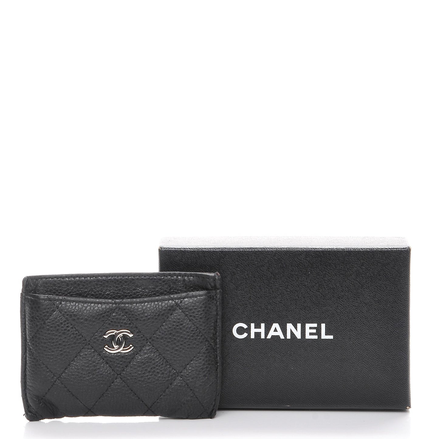 Caviar Quilted Card Holder Black