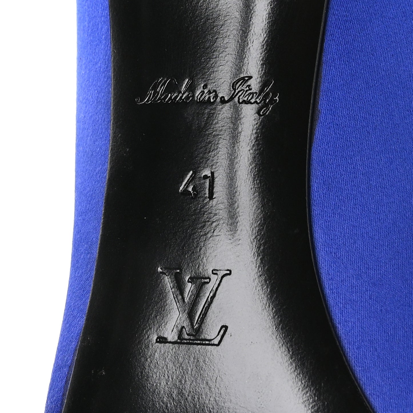 Satin Crystal Logo Pumps 41 Blue