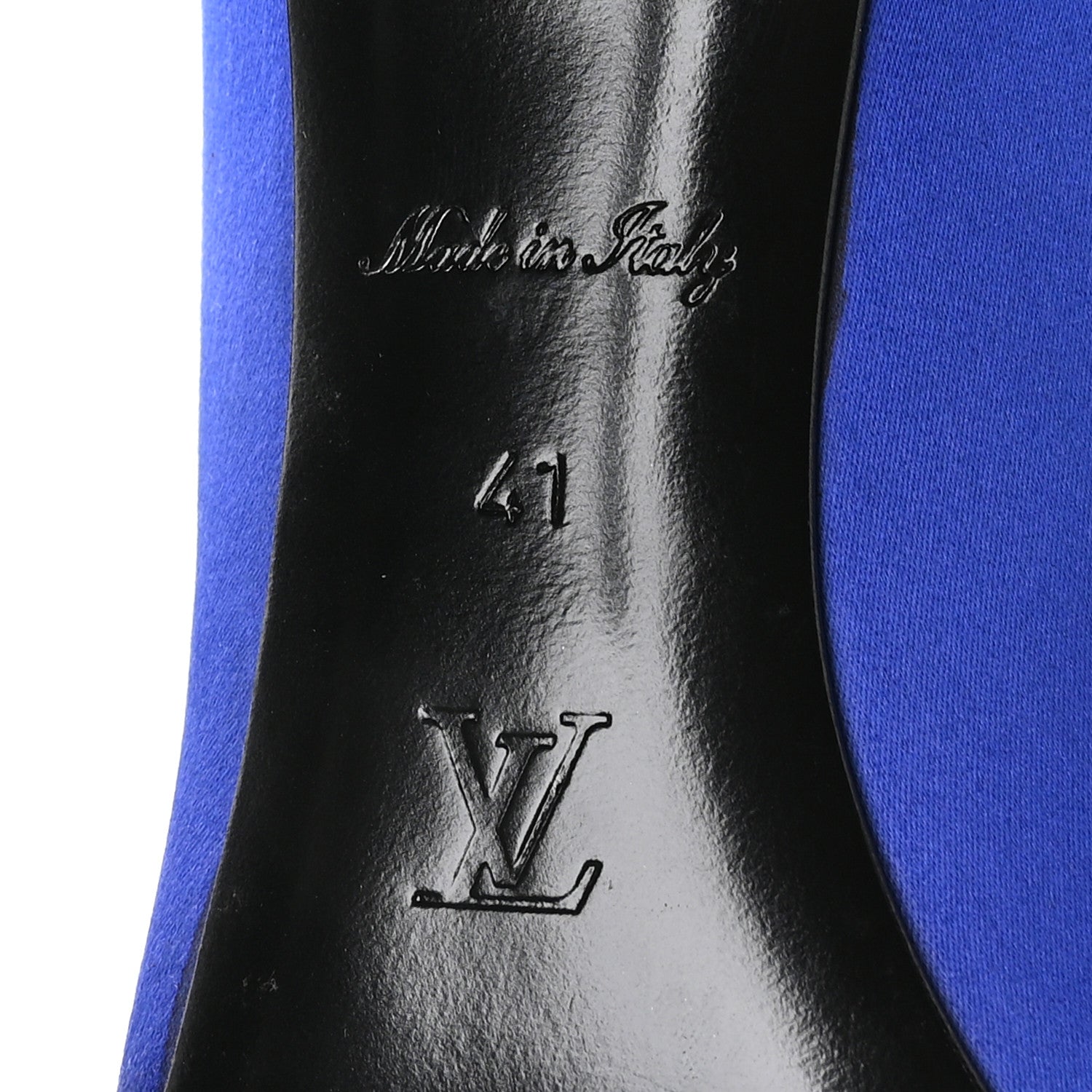 Louis Vuitton Satin Crystal Logo Pumps 41 Blue 7 of 8