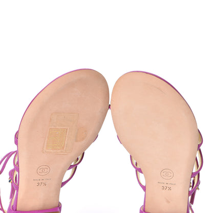 Chanel Lambskin Gripoix Flat Sandals 37.5 Purple 6 of 8