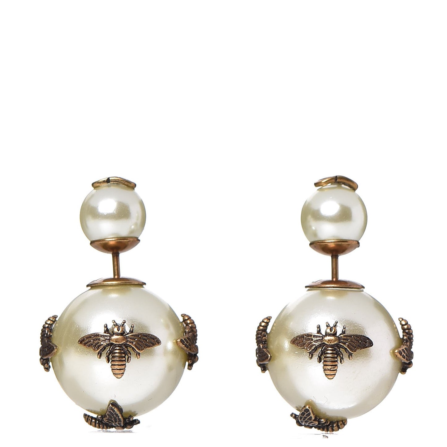 Mise En Dior Tribal Bee Earrings White