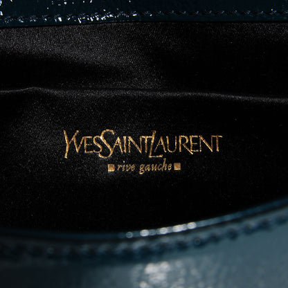 Saint Laurent Textured Patent Large Belle de Jour Clutch Petrol 5 of 7