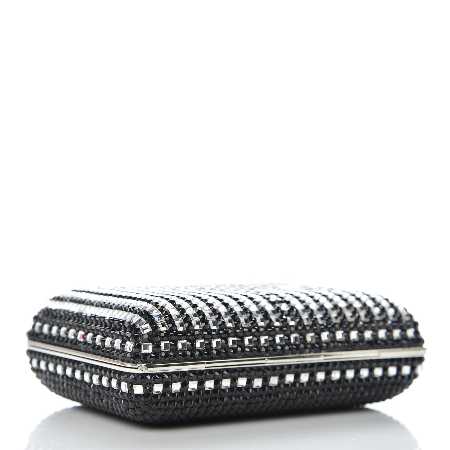 Crystal Minaudière Clutch Black Silver