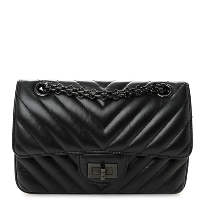 Chanel Aged Calfskin Chevron Quilted 2.55 Reissue Mini Flap So Black 1 of 11