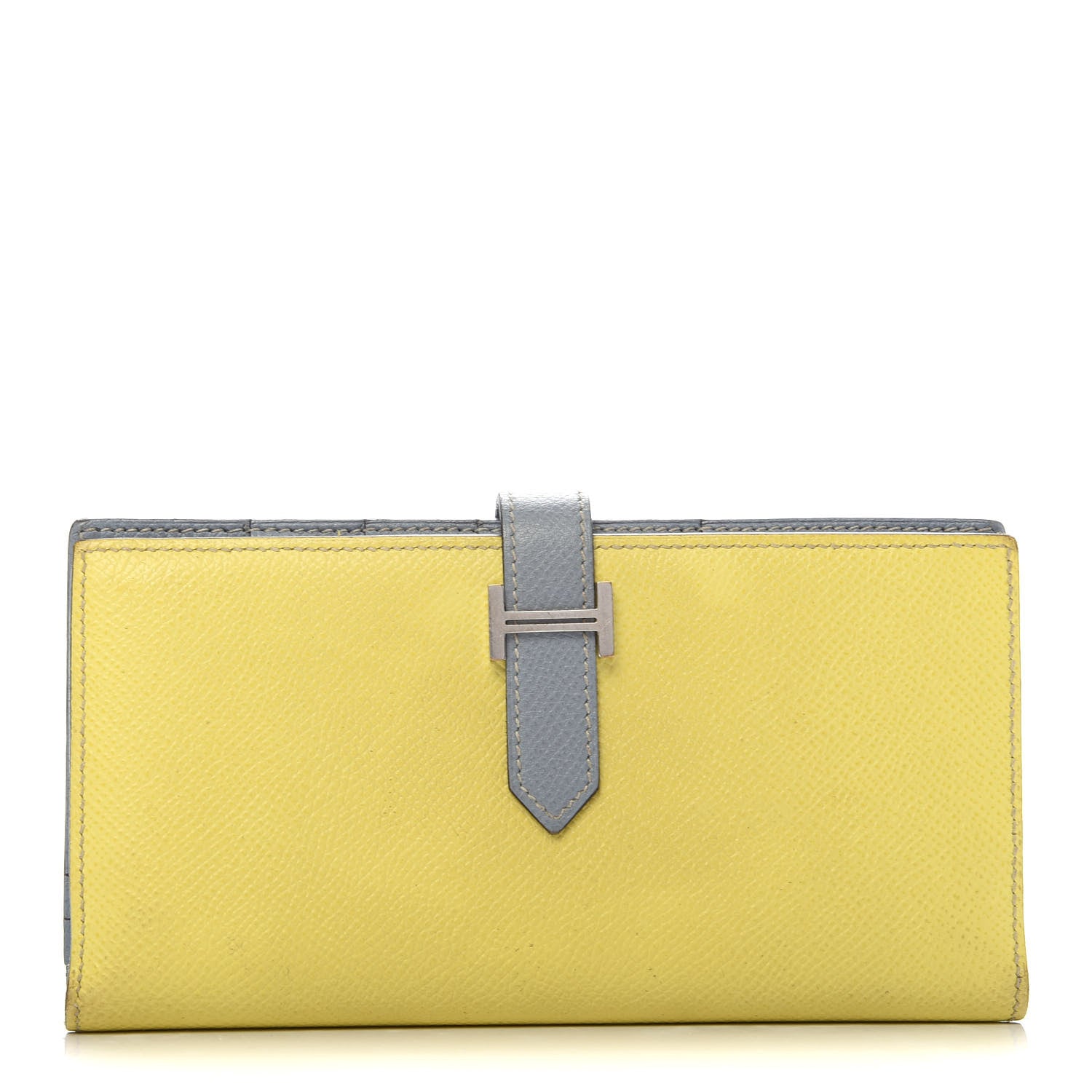 Hermes Epsom Bi-Color Bearn Gusset Wallet Lime Bleu Lin 1 of 8