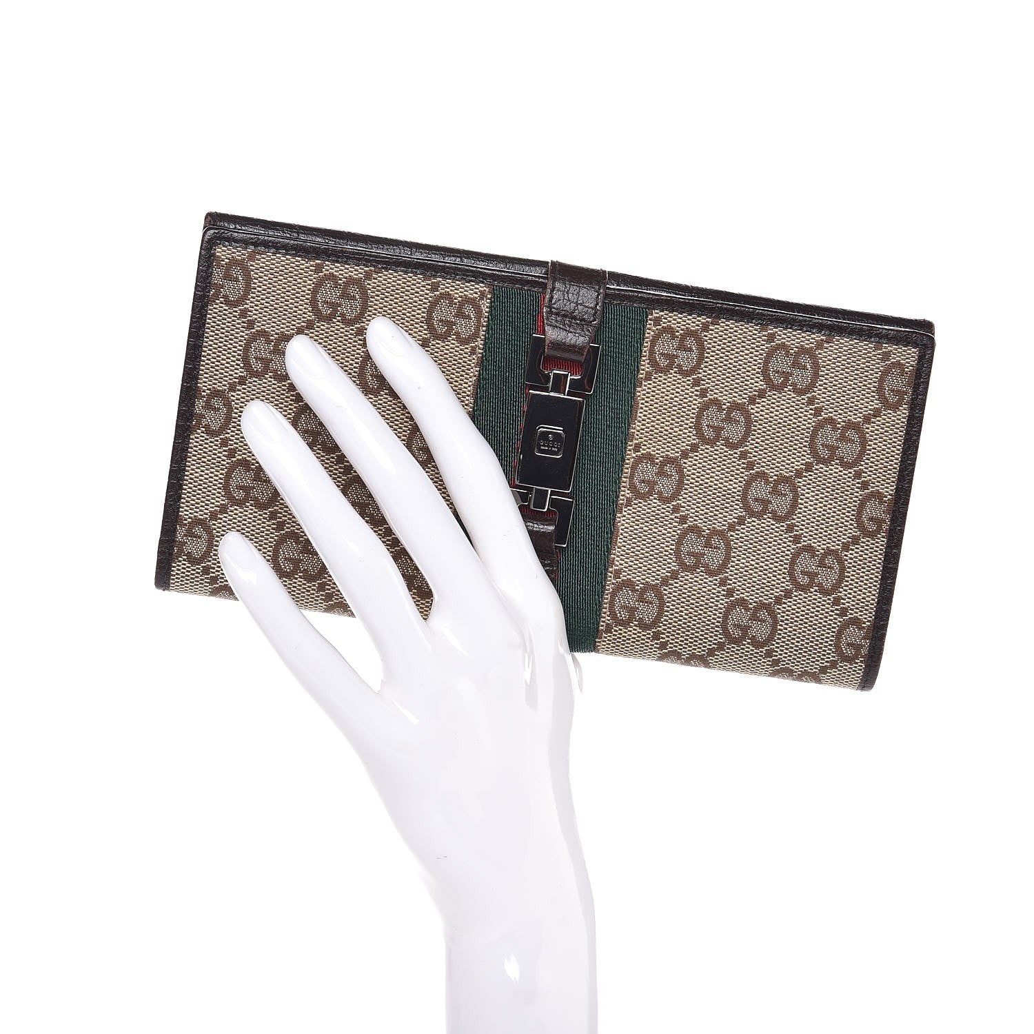 Gucci Monogram Calfskin Web Blake Continental Wallet Brown 2 of 11