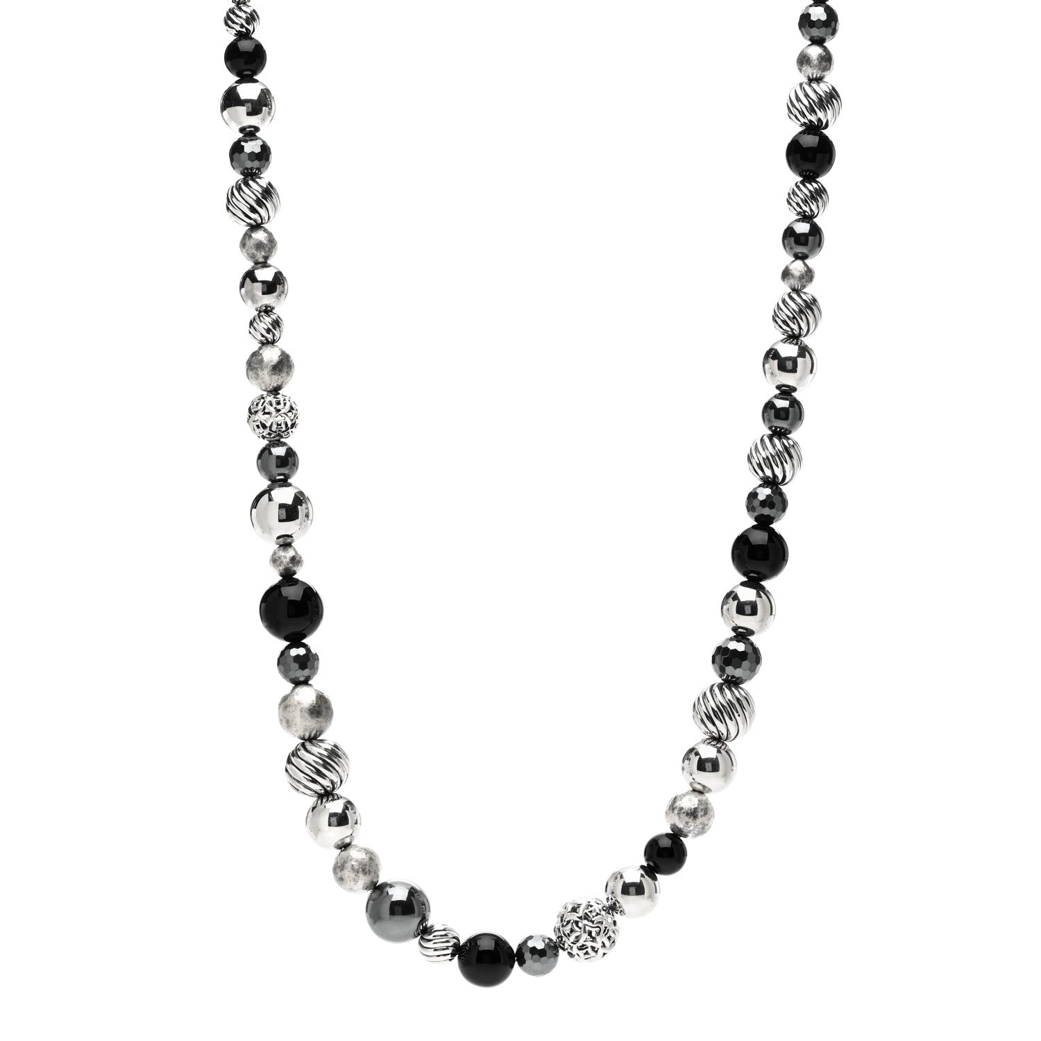 David Yurman Sterling Silver Black Onyx Hematite Elements Long Toggle Necklace 1 of 3