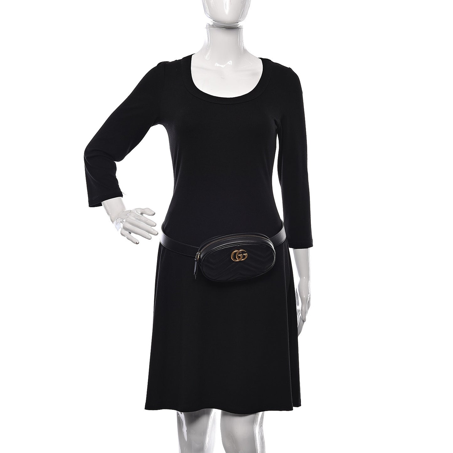 Calfskin Matelasse GG Marmont Belt Bag 85 34 Black