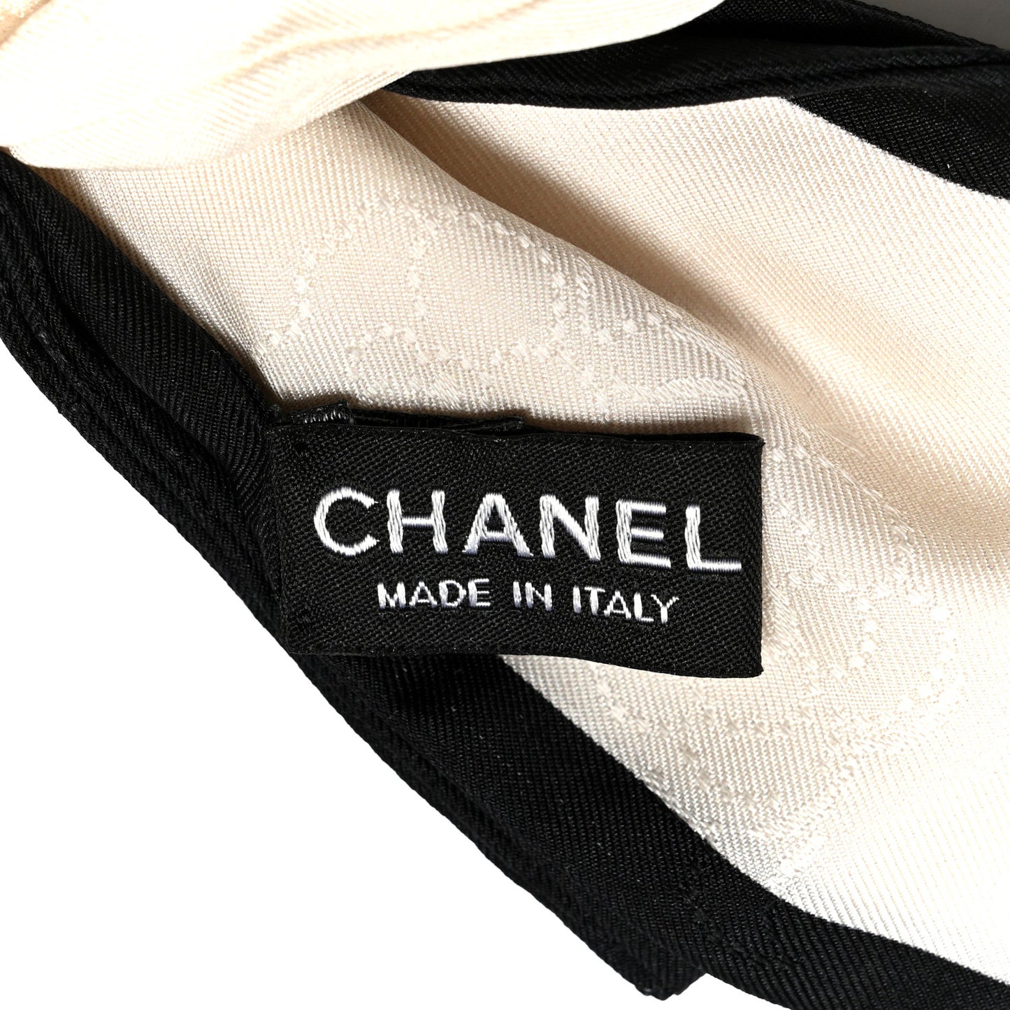 Silk Hair Tie Ivory Black
