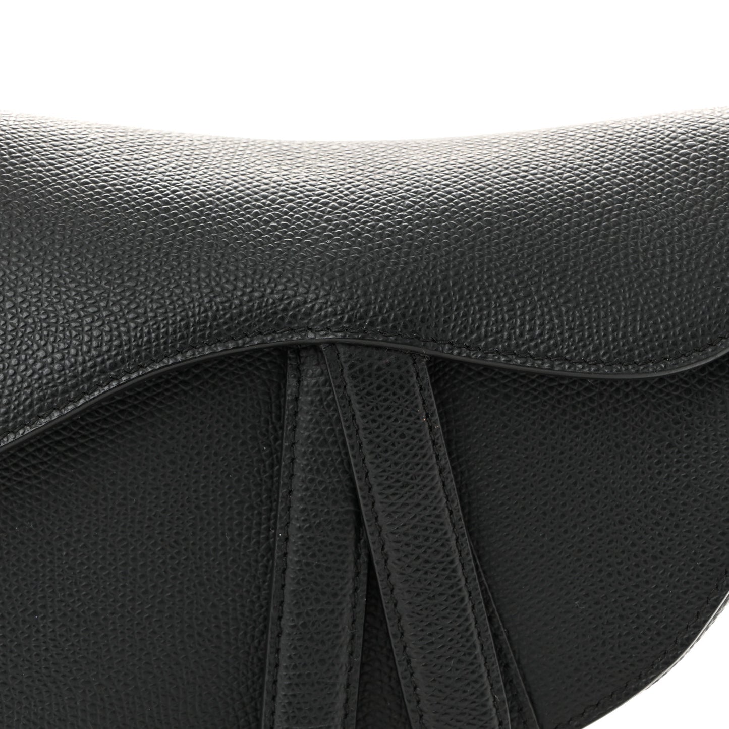 Grained Calfskin Mini Saddle Bag Black