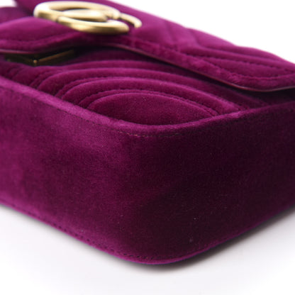 Gucci Velvet Matelasse Mini GG Marmont Shoulder Bag Fuchsia Violet Cyclamen 7 of 10