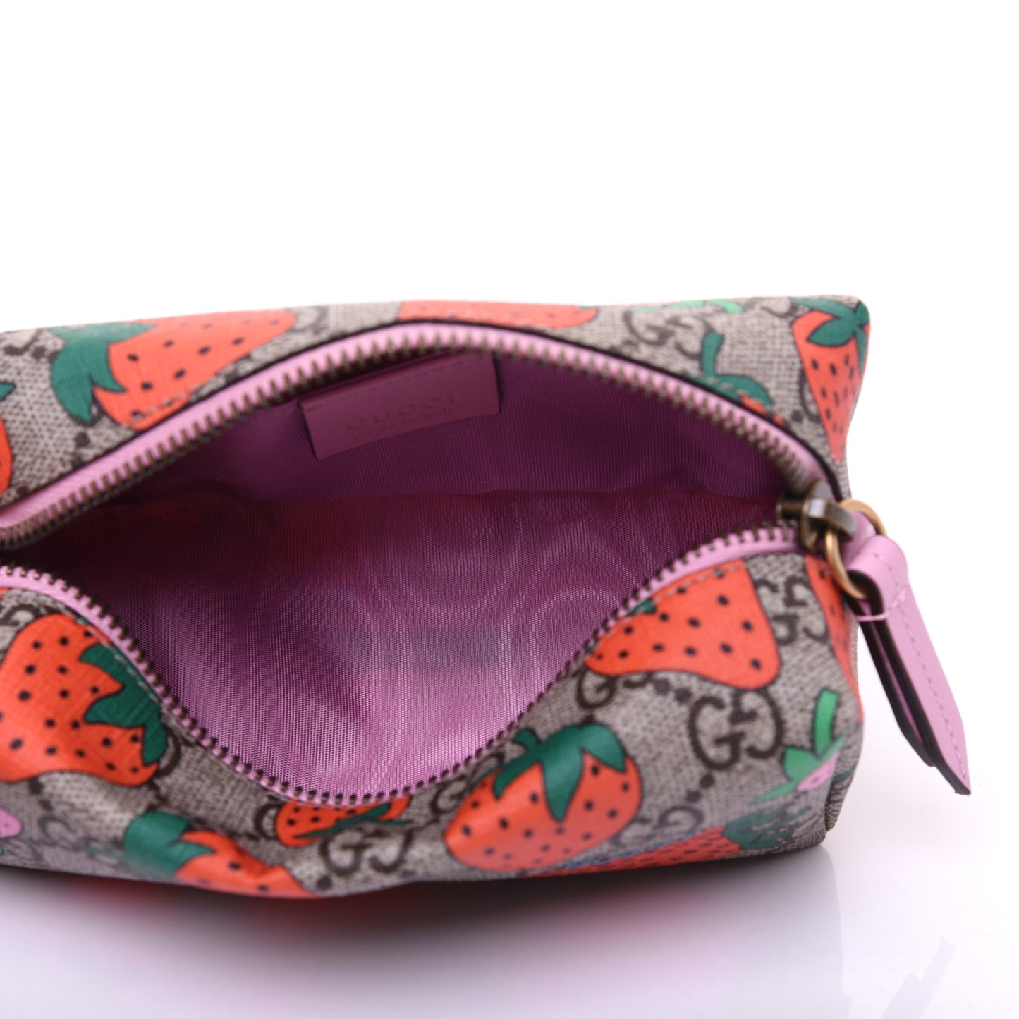GG Supreme Monogram Strawberry Cosmetic Case