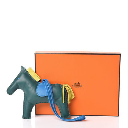 Hermes Milo Lambskin Grigri Rodeo Horse Bag Charm GM Malachite Bleu Zanzibar Lime 4 of 4